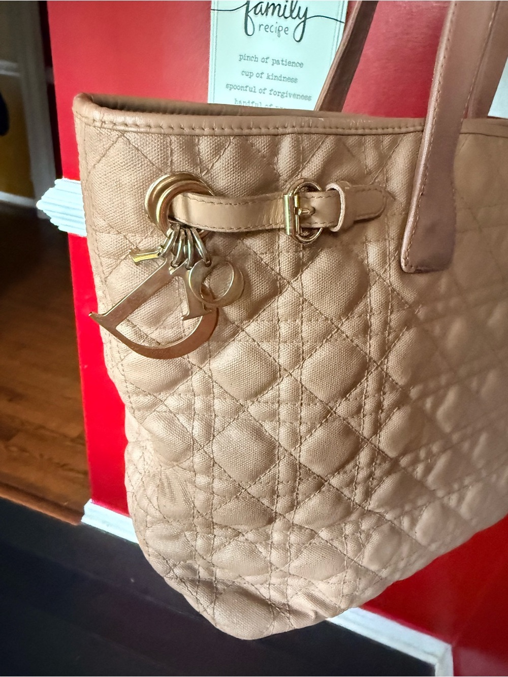 Dior Quilted Beige Tote Bag with Gold Hardware - Picture 4 of 14